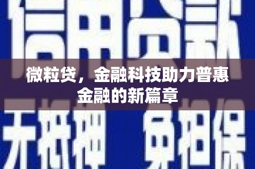 黔西微粒贷，金融科技助力普惠金融的新篇章