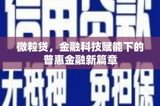黔西微粒贷，金融科技赋能下的普惠金融新篇章