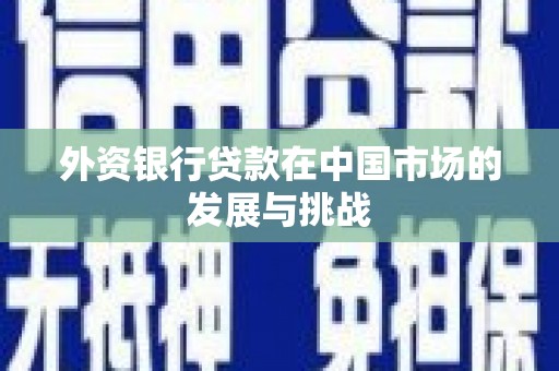 黔西外资银行贷款在中国市场的发展与挑战