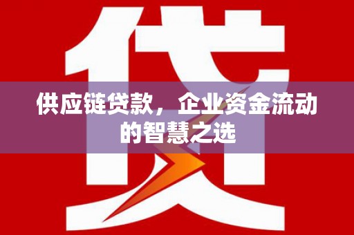 黔西供应链贷款，企业资金流动的智慧之选