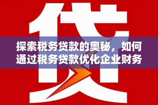 黔西探索税务贷款的奥秘，如何通过税务贷款优化企业财务