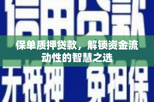 黔西保单质押贷款，解锁资金流动性的智慧之选
