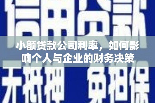 黔西小额贷款公司利率，如何影响个人与企业的财务决策