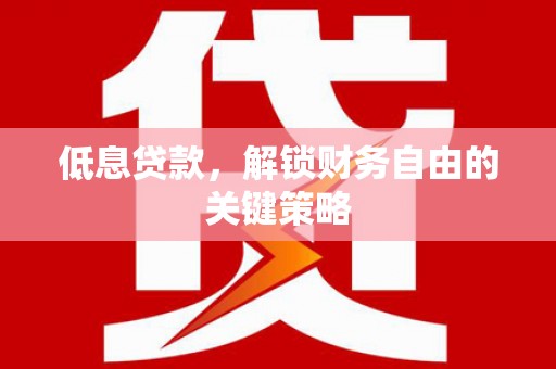 黔西低息贷款，解锁财务自由的关键策略