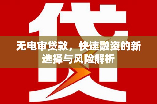 黔西无电审贷款，快速融资的新选择与风险解析