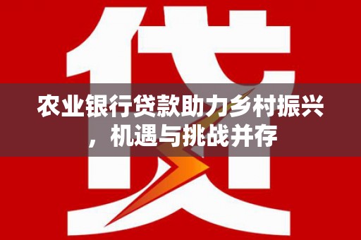黔西农业银行贷款助力乡村振兴，机遇与挑战并存